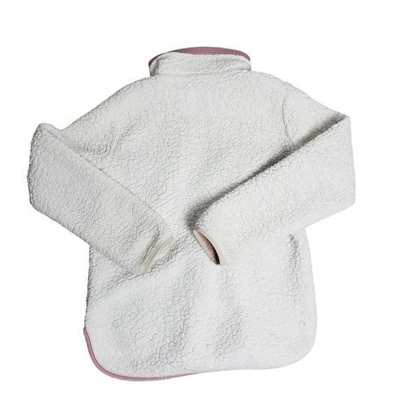 Abercrombie & Fitch Womens Sz Small White / Pink Lining‎ Fuzzy Oversized Sherpa - Picture 5 of 5